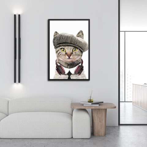 tableau chat contemporain beret