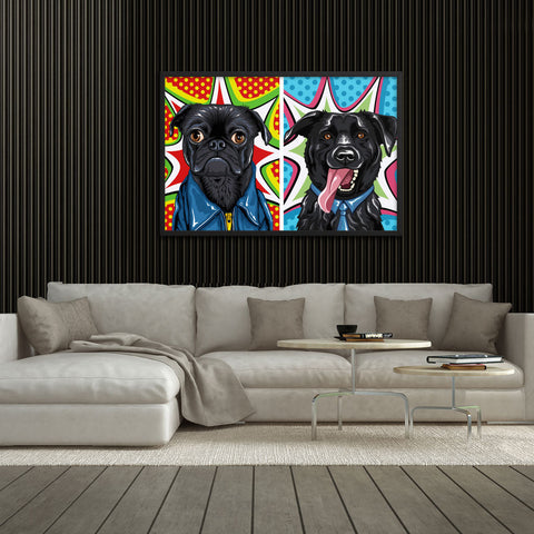 tableau moderne chien duo