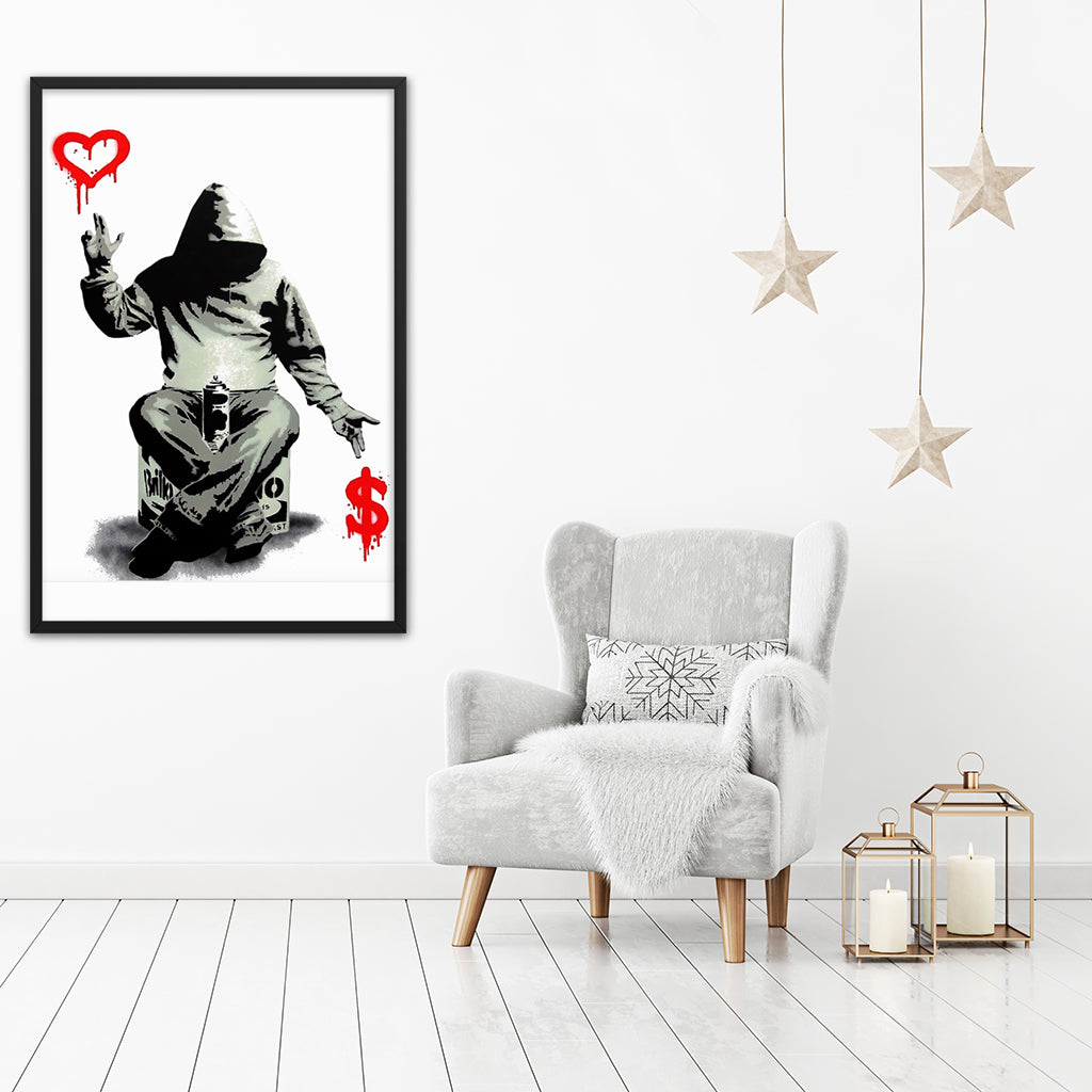 Tableau Banksy Boy Love Money