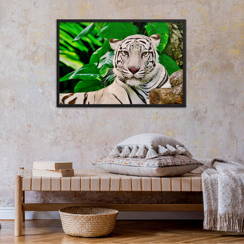 tableau tigre blanc jungle