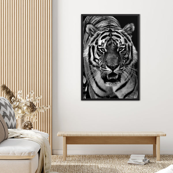 Tableau Tigre Noir et Blanc Portrait Lofty Trend