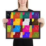 Tableau abstrait chat coloré au pluriel