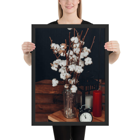 Tableau Déco Fleur de Coton dans un Vase