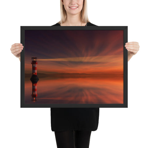 Tableau Paysage Phare en Mer Orange