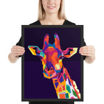 Tableau Girafe  Coloré sur fond mauve