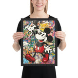 Tableau street art mickey coloré marchant