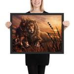 Tableau peinture chien et lion sacrée