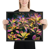 Tableau feuillage exotique violet et rose