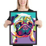 Tableau moderne chien carlin multicolore