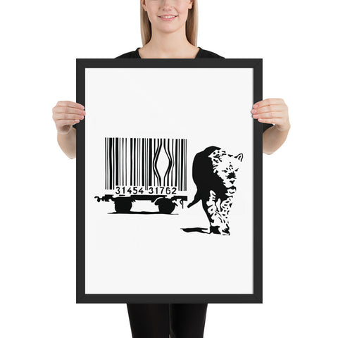 Tableau banksy leopard noir et blanc