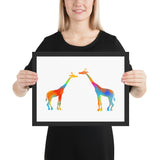 Tableau Girafe Multicolore Sur Fond Blanc