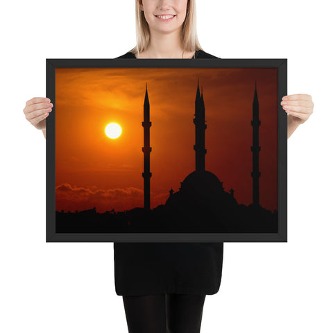 Tableau islam minarets coucher de soleil