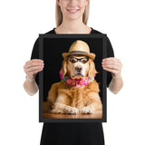 Tableau portrait chien festif golden retriever