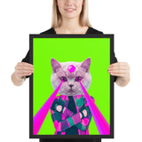 Tableau peinture chat moderne en costume coloré