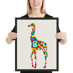 Tableau Girafe Multicolore en promenade
