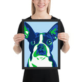 Tableau chien pop art bulldog bleu et vert