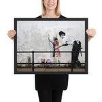 Tableau banksy fillette et agent de police