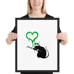 Tableau banksy rat amoureux coeur vert