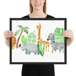 Tableau jungle enfant animaux en dessin