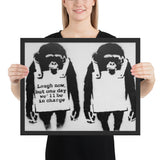 Tableau banksy singes noir et blanc boudeurs