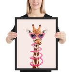 tableau girafe rigolote rose