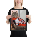 Tableau chat en costume rouge ecossais