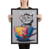 Tableau chat design la tasse colorée