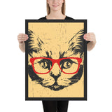 Tableau chat abstrait lunette rouge