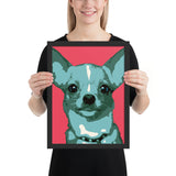 Tableau chien pop art chihuahua sur fond rouge