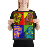 tableau design tigre multicolore en carré 