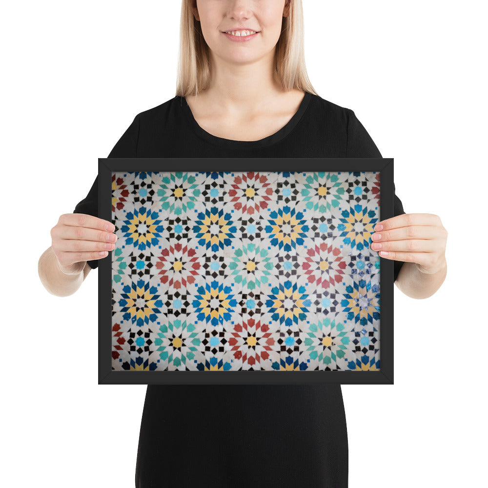 Tableau mosaique design marocain (Support: Avec Châssis, Taille: XS)