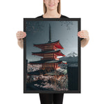 Tableau Paysage Japonais Mont Fuji et Temple