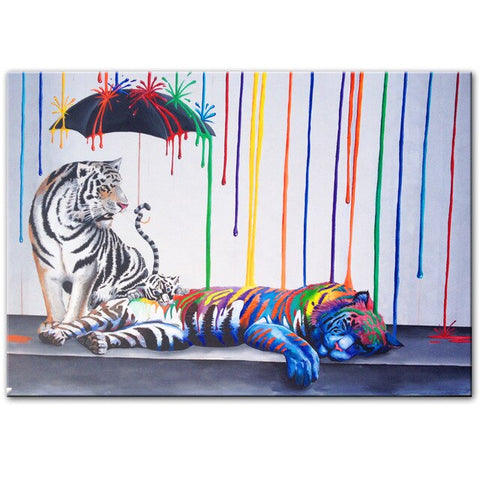 Tableau Graffiti Tigre multicolore