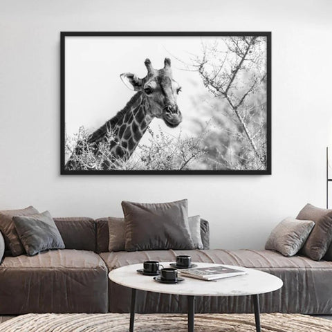 tableau girafe noir et blanc
