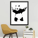 canvas panda with guns banksy
