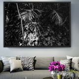 tableau noir et blanc jungle